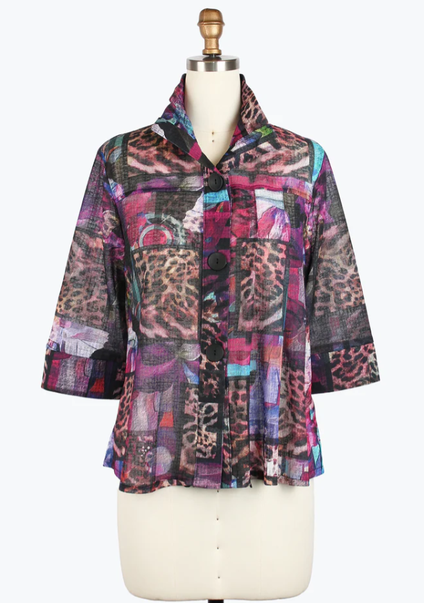 Multi Print Wire Collar Jacket