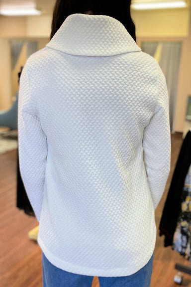 Off White Textured Cowl Top