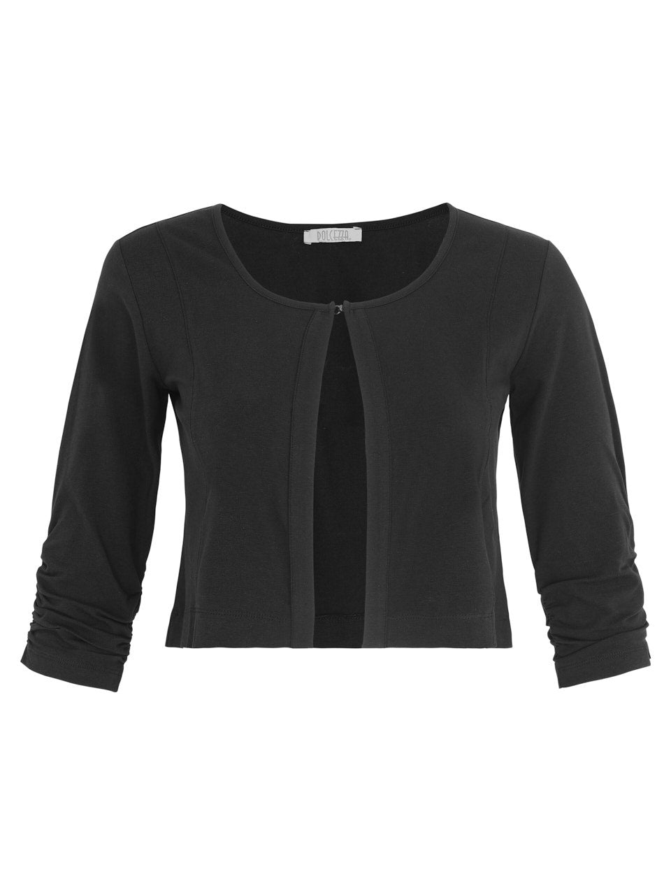 Black Ruched Sleeve Knit Bolero