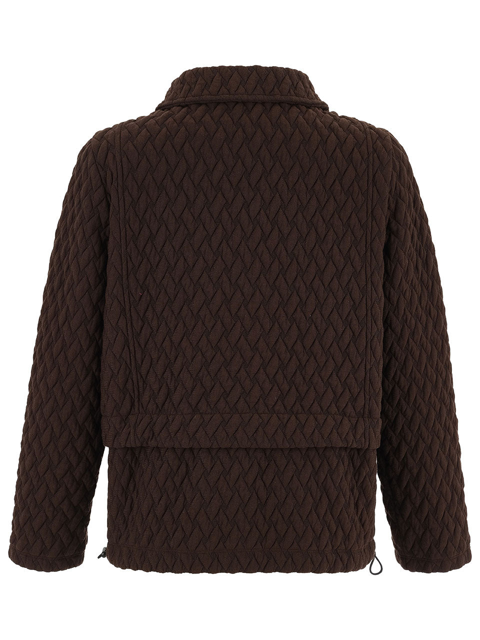 Brown Basket Weave Zip Up Jacket