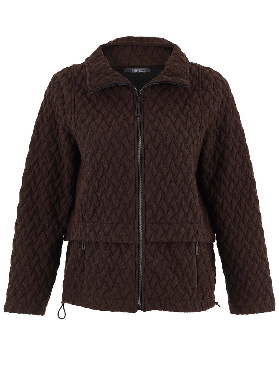 Brown Basket Weave Zip Up Jacket