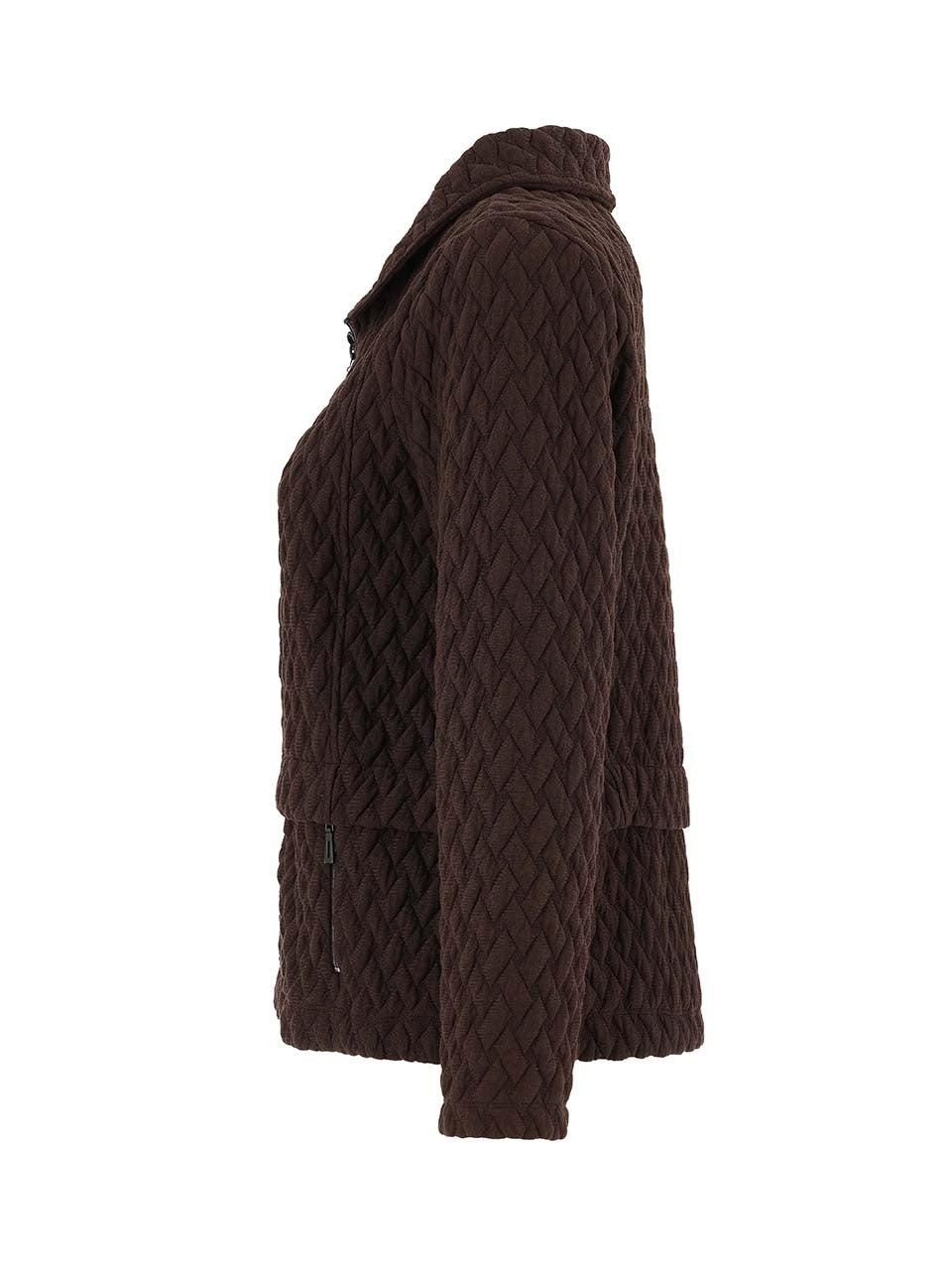 Brown Basket Weave Zip Up Jacket