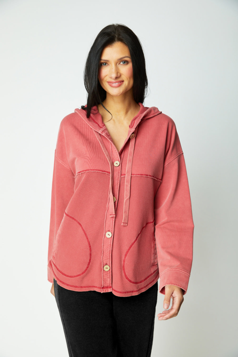 Garnet Waffle Knit Hoodie