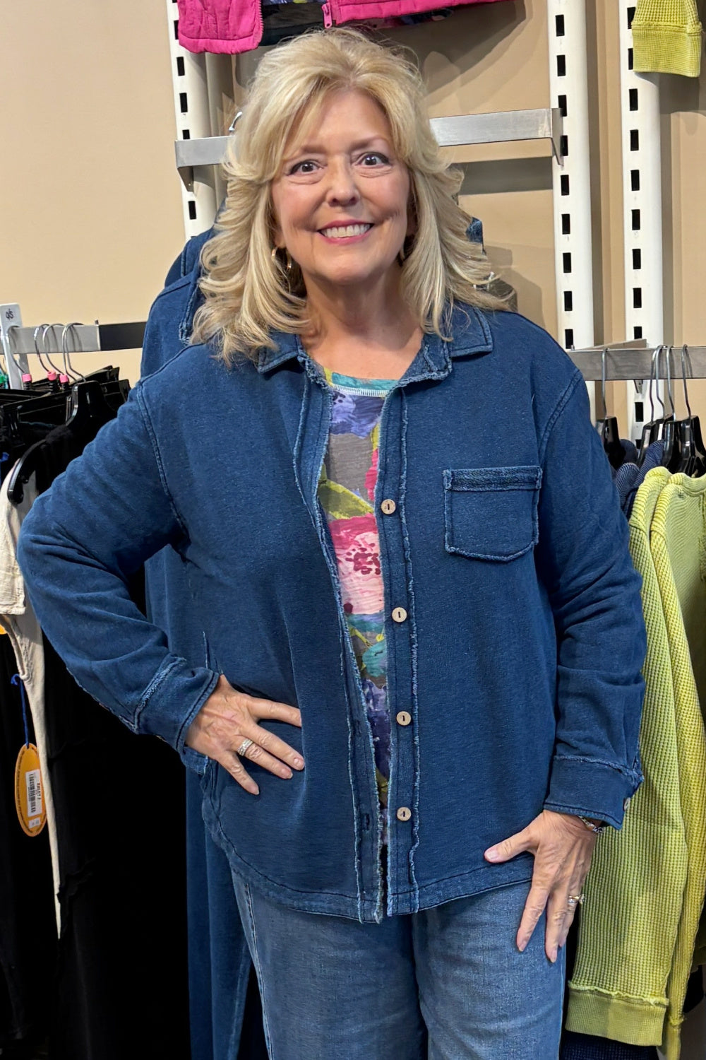 Escape by Habitat Terry Knit Shacket — Medium Wash