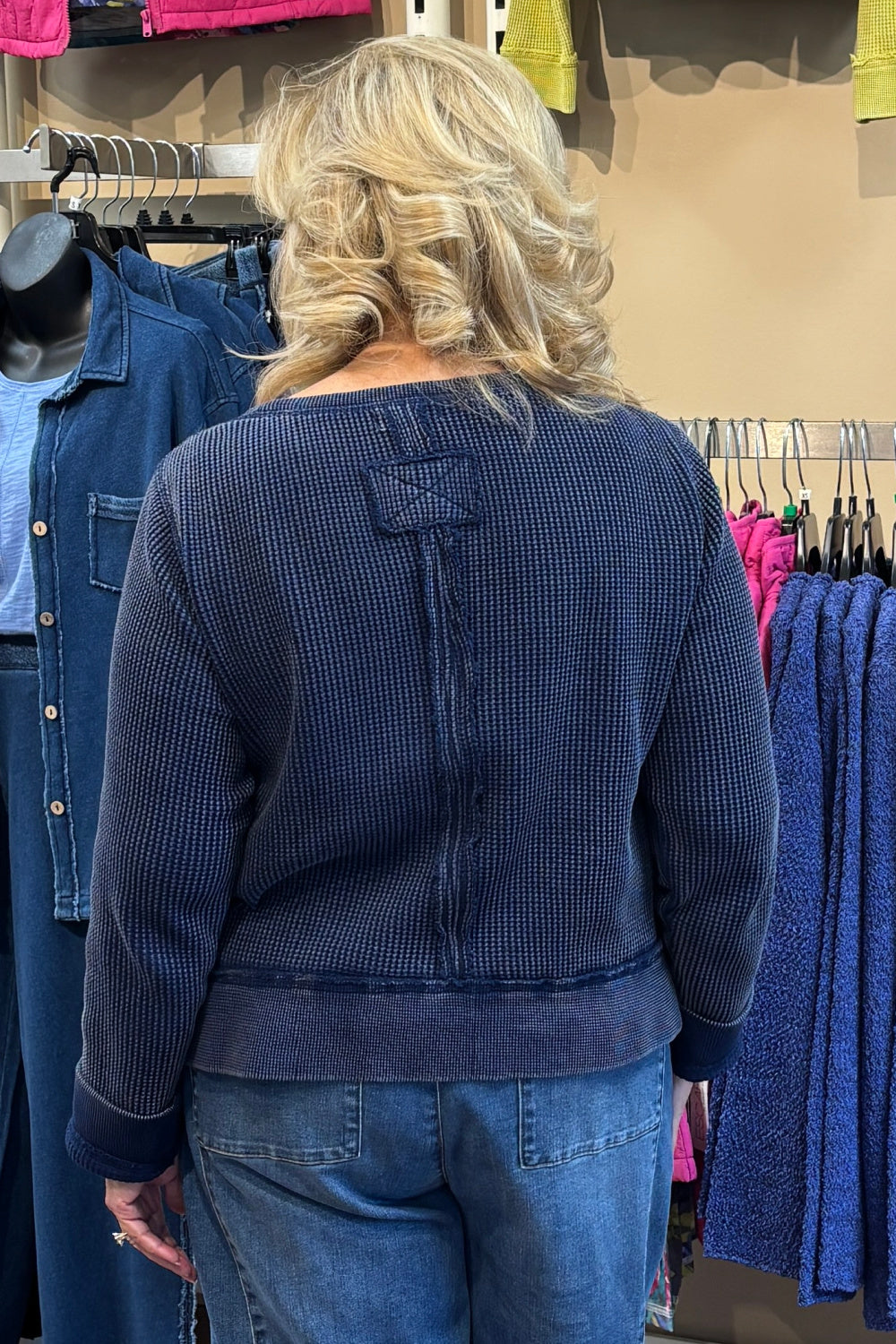 Escape by Habitat Waffle Knit Top — Navy