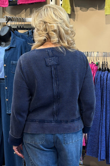 Escape by Habitat Waffle Knit Top — Navy