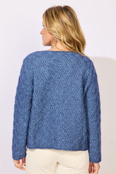 Escape by Habitat Geometric Diamond Pattern Sweater — Teal Blue