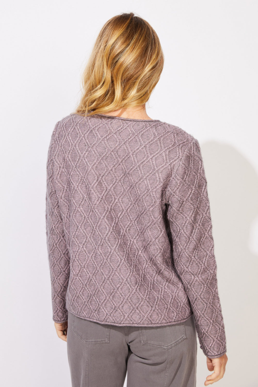 Escape by Habitat Geometric Diamond Pattern Sweater — Rosewater