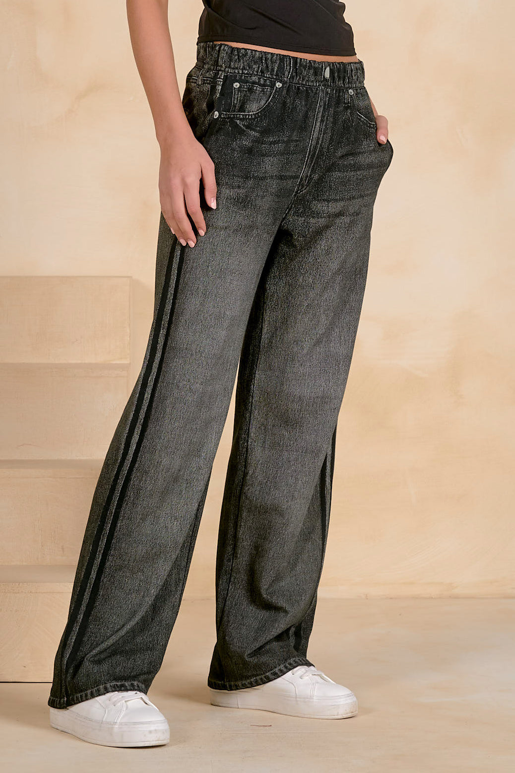 Elan Denim Track Pants — Charcoal Wash | Fresh Chapter