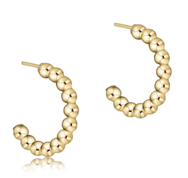 Beaded Classic 1" Post Hoop - 3MM Gold