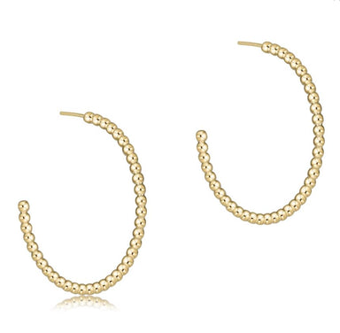 Beaded Classic 1.25" Post Hoop - 2MM Gold