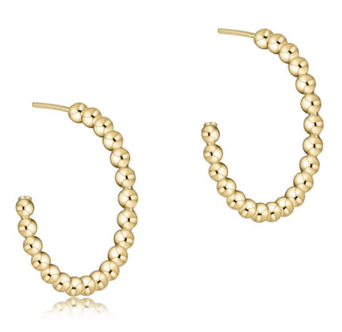 Beaded Classic 1.25" Post Hoop - 4MM Gold