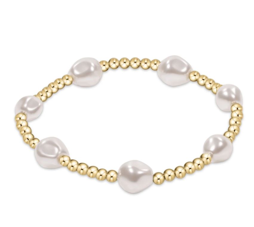 Admire Gold 3MM Bead Bracelet - Pearl