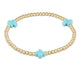 Sign. Cross Gold 3MM Bead Bracelet - Turquoise