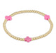 Cross Gold 3MM Bead Bracelet - Bright Pink