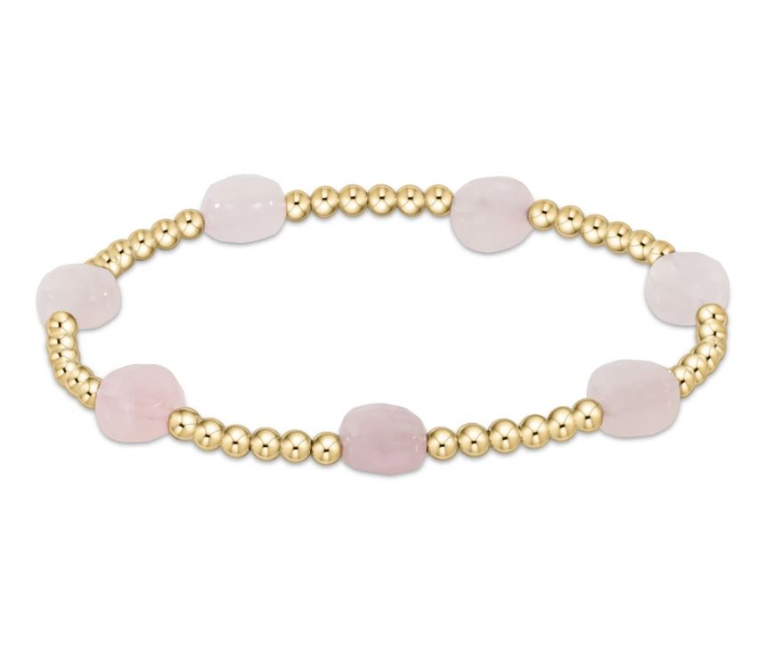 Admire Gold 3MM Bead Bracelet - Pink Opal