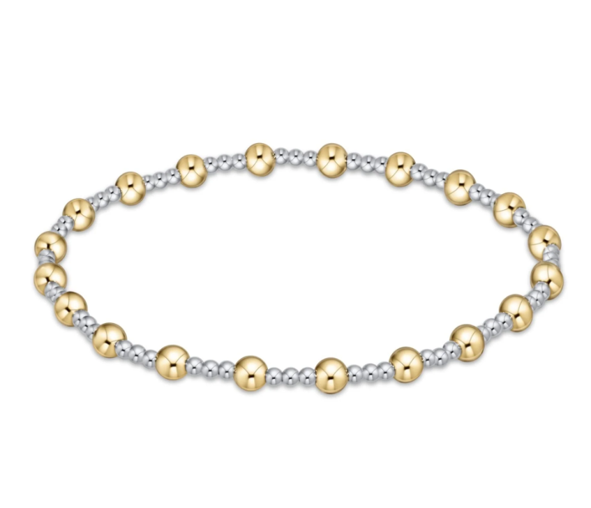 Classic Sincerity Pattern 4MM Bead Bracelet - Mixed Metal