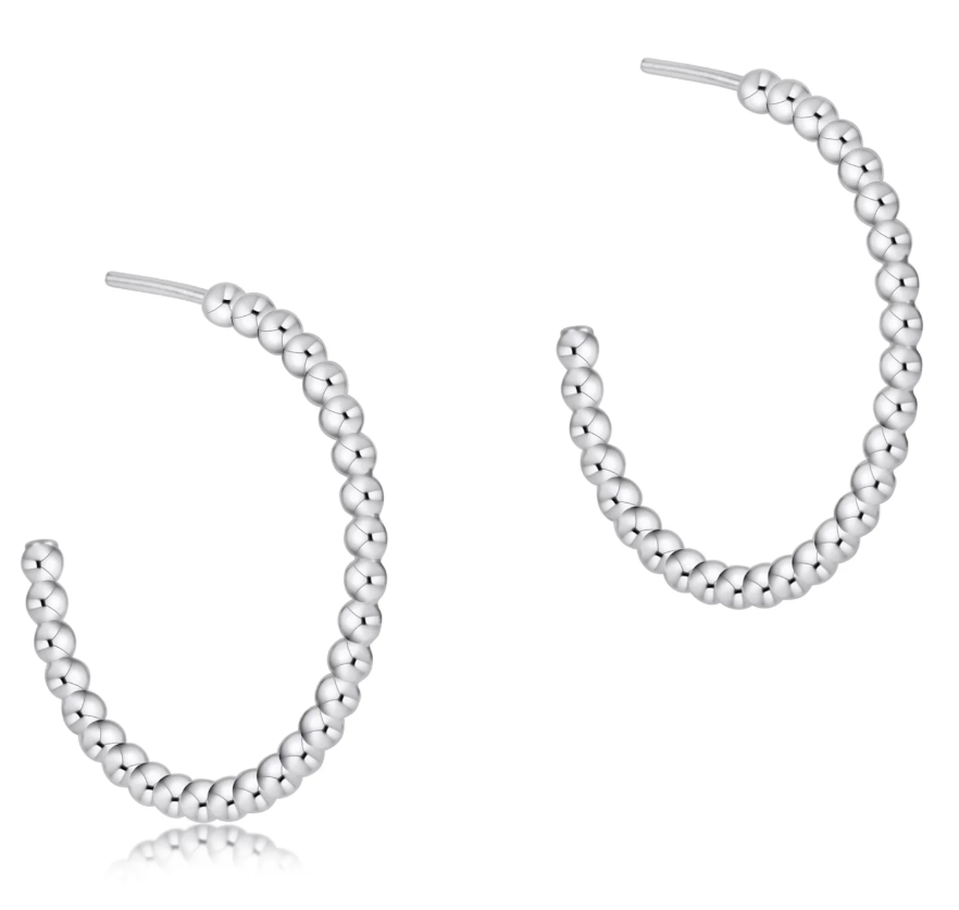 beaded classic 1.25" post hoop - 3mm sterling