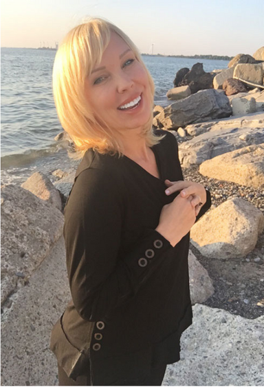 Ethyl Button Detail Black V-neck