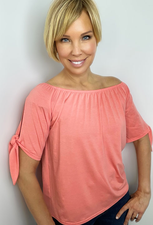 Coral Tie Sleeve Tee