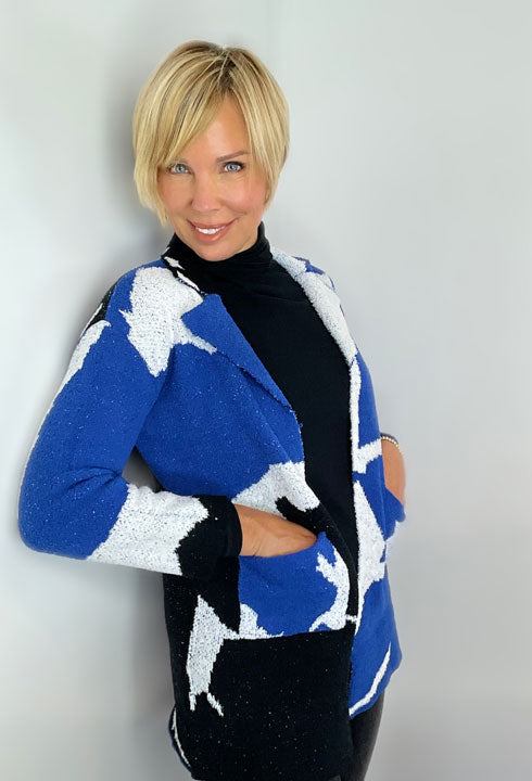 Royal Blue & Black Cardigan