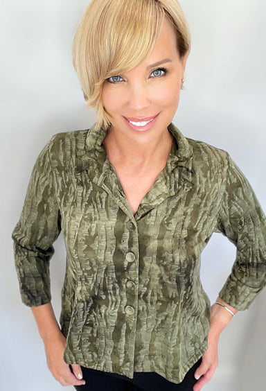 Olive Green Wire Collar Blouse