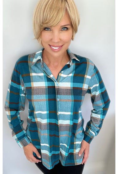 Teal Plaid Shirt