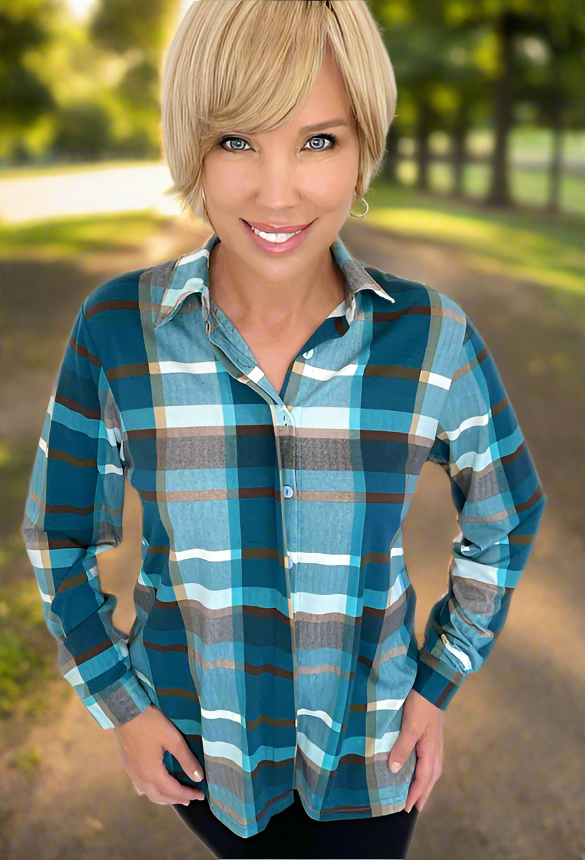 Teal Plaid Shirt