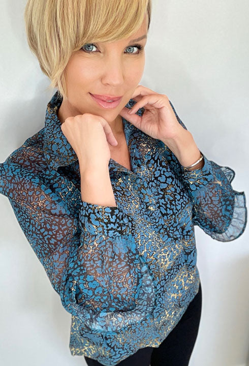 Blue & Bronze Blouse