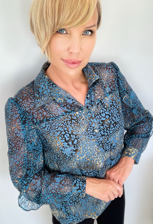 Blue & Bronze Blouse