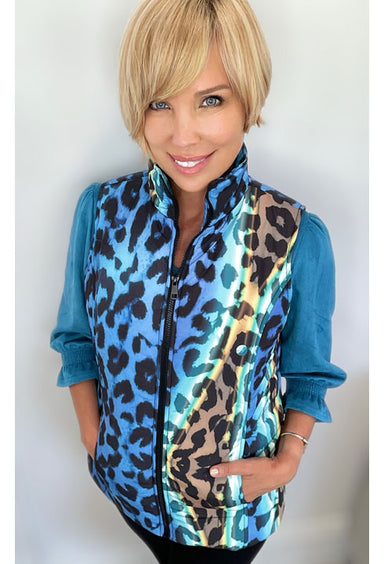 Quilted Animal Print Vest