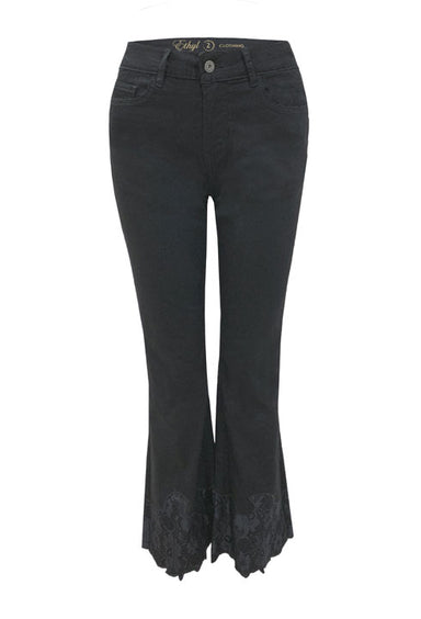 Black Jeans With Lace Hem