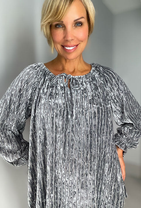 Silver Blue Velvet Top