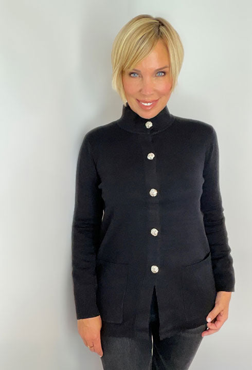 Black Cardi With Silver Buttons