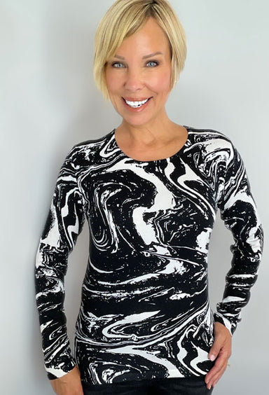 Black Marble Lightweight Sweater
