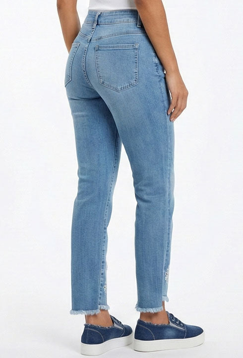Pull On Floral Emboidered Jeans