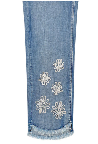 Pull On Floral Emboidered Jeans