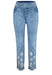 Pull On Floral Emboidered Jeans