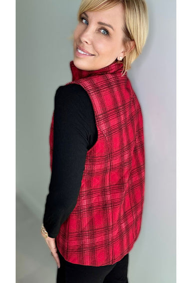 Quilted Red Plaid Vest