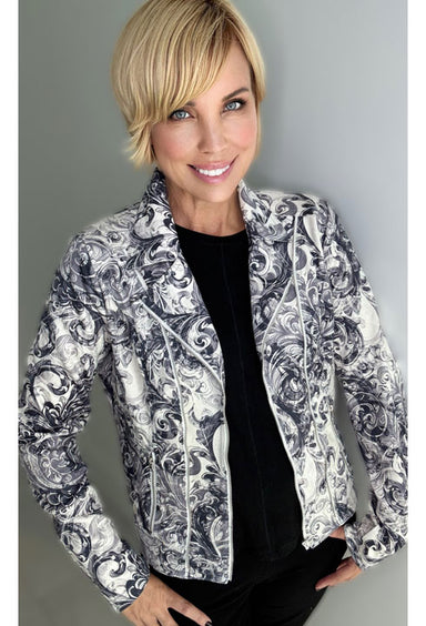 Black & White Faux Leather Moto Jacket