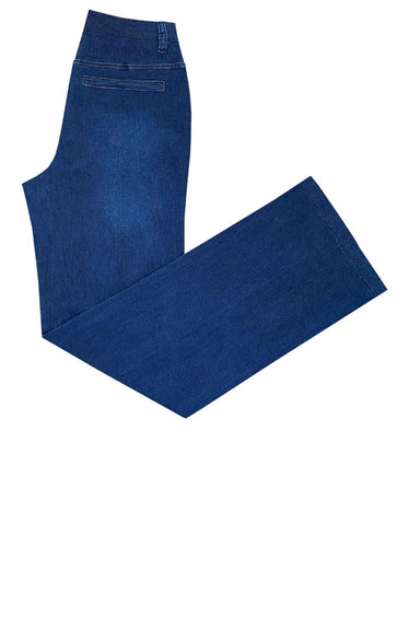 Zipper Front Wide Leg Medium Wash