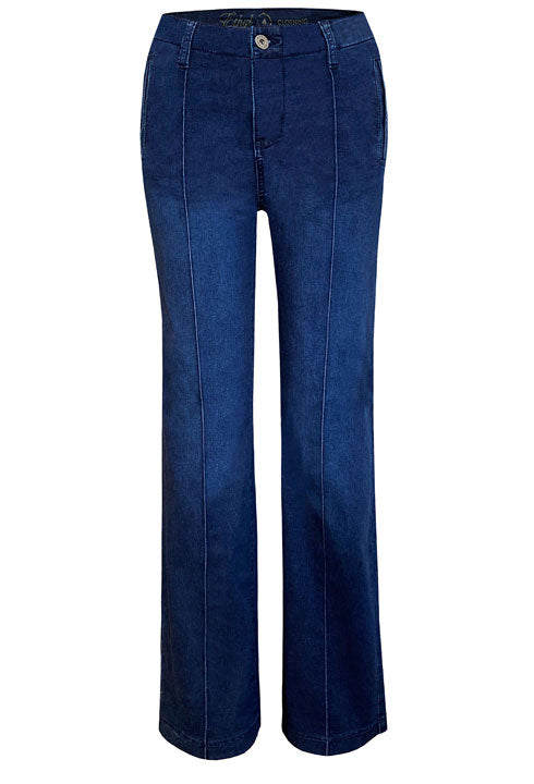 Zipper Front Wide Leg Medium Wash