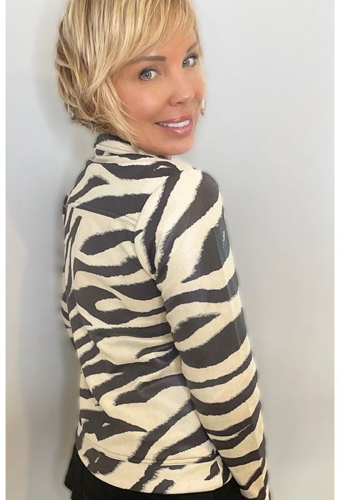 Zebra Print Moto Jacket