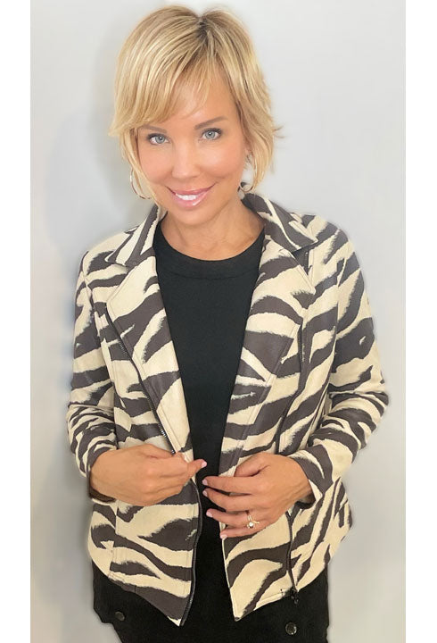 Zebra Print Moto Jacket