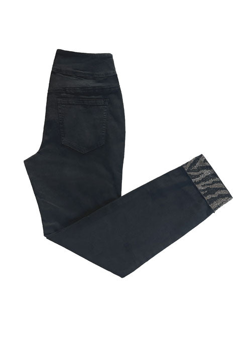 Black Pull On Zebra Bling Ankle