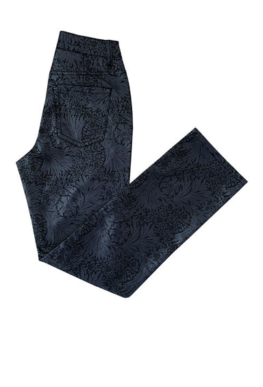 Black Print Lux Fabric Straight Leg Pant