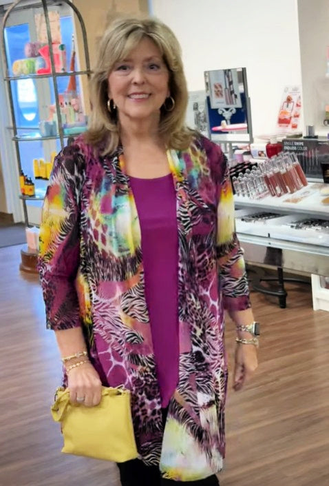 Multi Animal Print Jacket & Magenta Tank