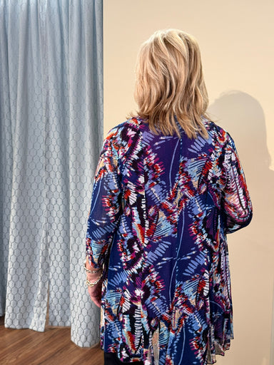 Navy Ferns Mesh Jacket and Magenta Tank