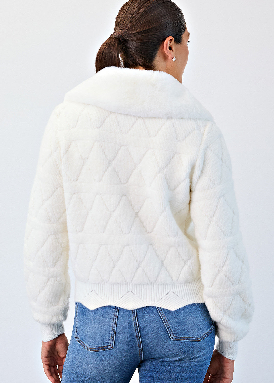 Detachable Collar Sweater Bomber Jacket