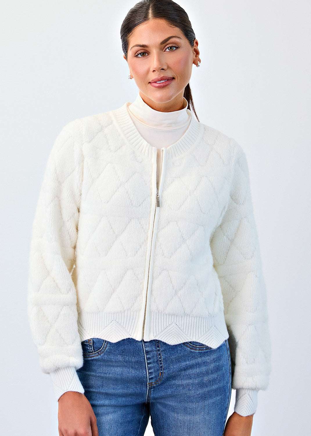 Detachable Collar Sweater Bomber Jacket